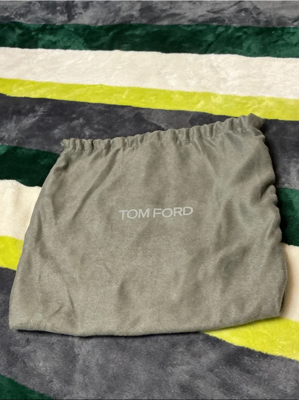 Tom Ford gray suede drawstring dust pouch
